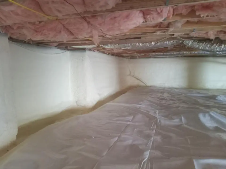 Crawl space encapsulation with closed-cell spray foam for Flat Roof Repair in Wharton